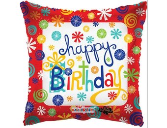 Pillow - Happy Birthday Swirls - K18"