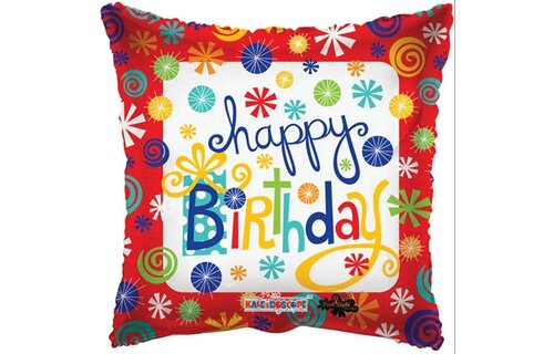 Pillow - Happy Birthday Swirls - K18"