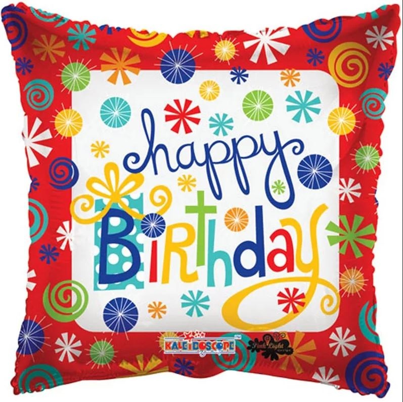 Pillow - Happy Birthday Swirls - K18"