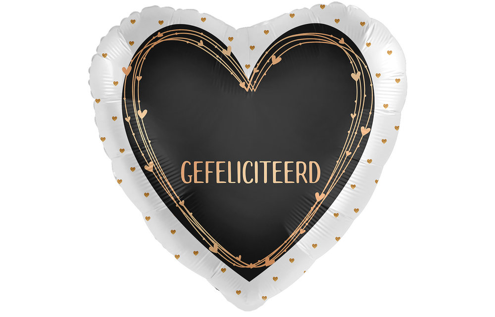 Gefeliciteerd Heart- black/gold blanc - 18"/45cm - 2 Pieces ***