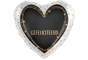 Gefeliciteerd Heart - zwart/goud blanco - 18 inch - 2pcs ***