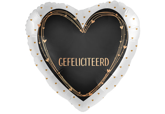 Gefeliciteerd Heart - zwart/goud blanco - 18 inch - 2pcs ***