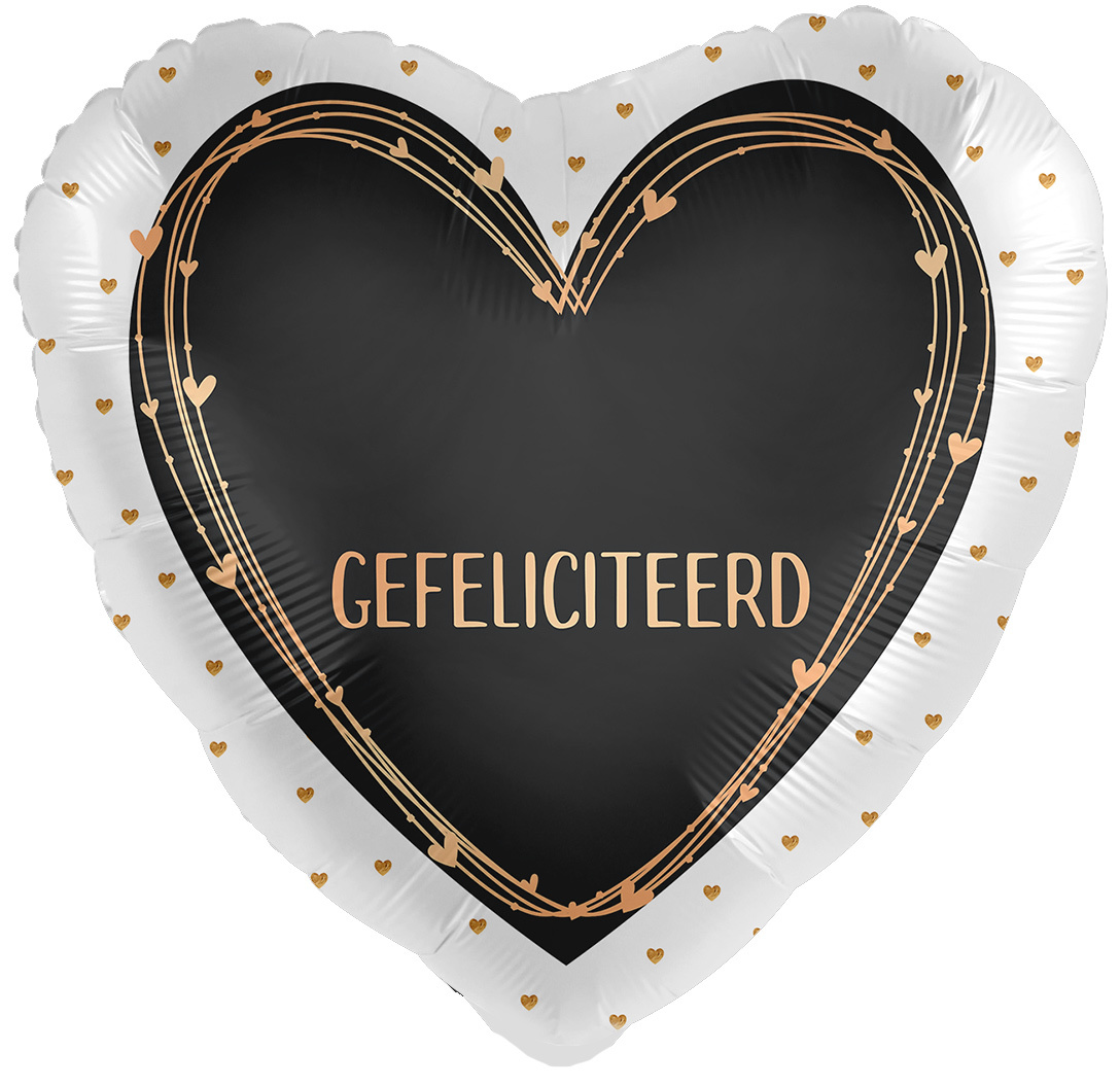 Gefeliciteerd Hart - zwart/goud - personaliseerbaar - 18"/45cm - 2 stuks ***