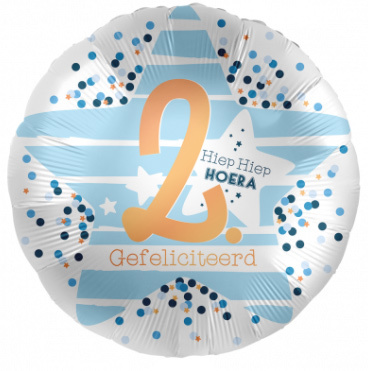 Hiep Hiep Hoera 2 jaar - Blauw - 18"/45cm - 2 stuks ***