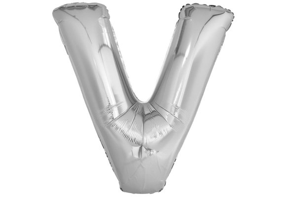 Letter Mini Silver - V - A34cm - zelfsluitend