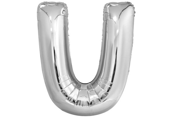 SALE> Letter Mini Silver - U - A34cm - zelfsluitend.
