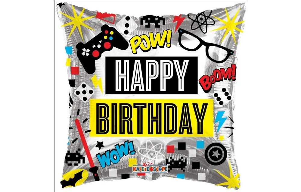 Pillow - Birthday Computer Games - 18 inch - Kaleidoscope