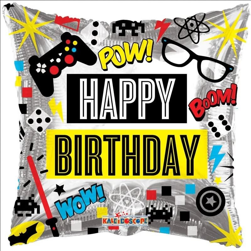 Pillow - Birthday Computer Games - 18 inch - Kaleidoscope