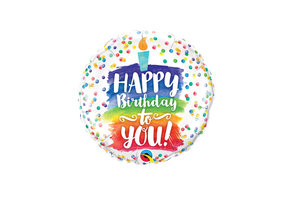 SALE > MICROFOIL - Happy Birthday - Rainbow Cake - 9 inch - Qualatex