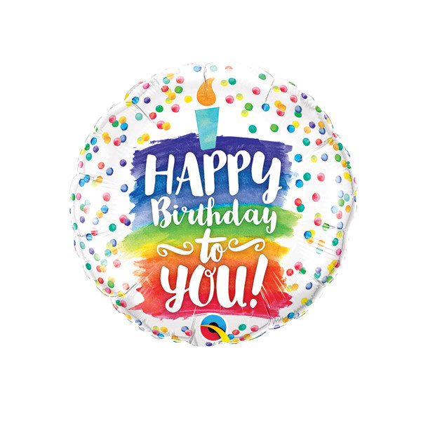 MICROFOIL - Happy Birthday - Rainbow Cake - 9 inch - Qualatex - leeg
