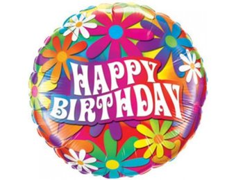 MICROFOIL - Birthday Psychedelic Daisies - 9 inch - Qualatex - Airfilled