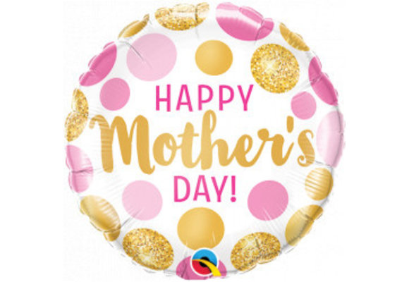 MICROFOIL - Mother's Day - Pink & Gold Dots - 9 inch - Qualatex