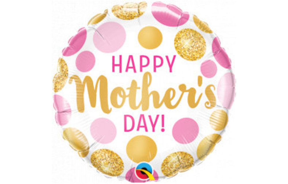 MICROFOIL - Mother's Day - Pink & Gold Dots - 9 inch - Qualatex - VOL