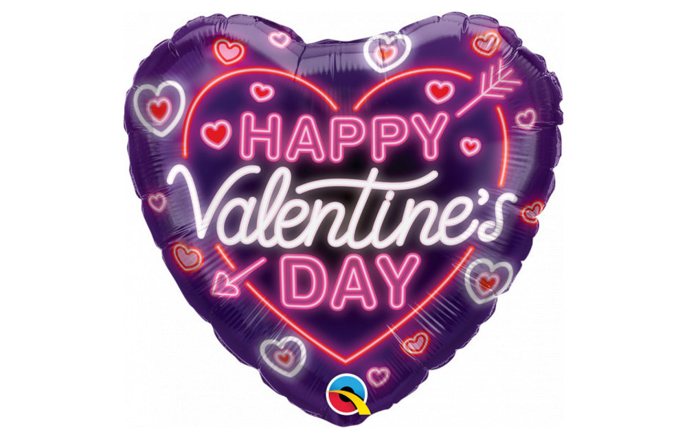 Heart - Happy Valentine's Day - Neon Glow - 18 inch - Qualatex
