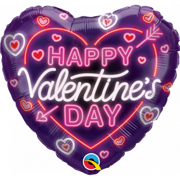 Heart - Happy Valentine's Day - Neon Glow - 18 inch - Qualatex
