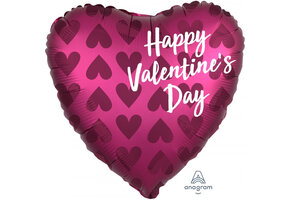 Heart - Happy Valentine's Day - Satin Pomgranate - A18"/45cm