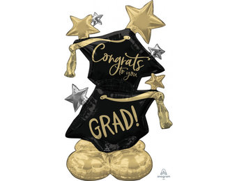 Airloonz - Congrats Grad - Black & Gold - A--cm x ---cm