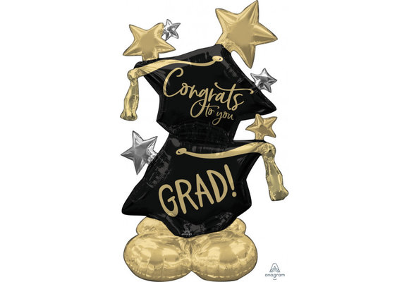 Airloonz - Congrats Grad - Black&Gold - 73x117cm