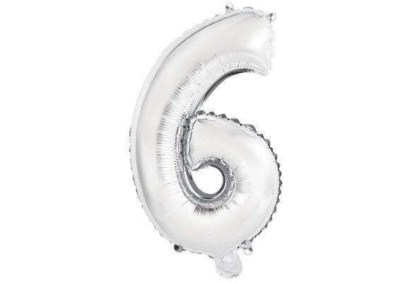 Cijfer Mini Silver - 6 - A34cm - zelfsluitend