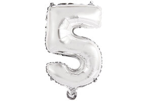 Cijfer Mini Silver - 5 - A34cm - zelfsluitend