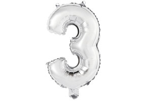 Cijfer Mini Silver - 3 - A34cm - zelfsluitend