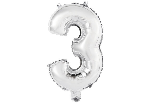 Cijfer Mini Silver - 3 - A34cm - zelfsluitend