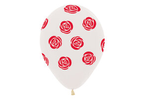 R12  - Roses - Crystal Clear 390 - Red Print - 25 pcs