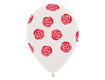 Sempertex 12 inch  - Roses - Crystal Clear 390 - Red Print