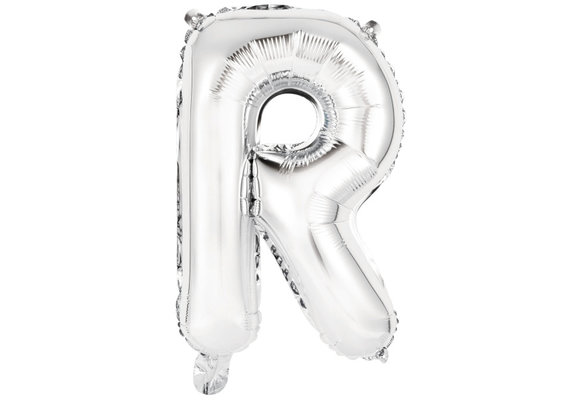 SALE> Letter Mini Silver - R - A34cm - zelfsluitend.