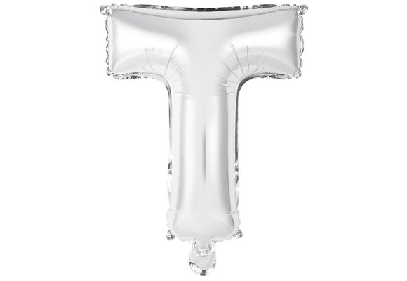 SALE> Letter Mini Silver - T - A34cm - zelfsluitend.