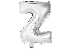 SALE> Letter Mini Silver - Z - 16"/40cm zelfsluitend
