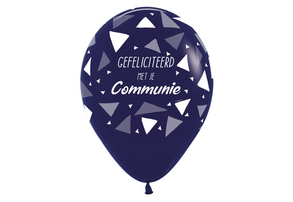 Sempertex 12 inch  - Gefeliciteerd met je Communie - Triangles - Navy Blue 044 - 25ct