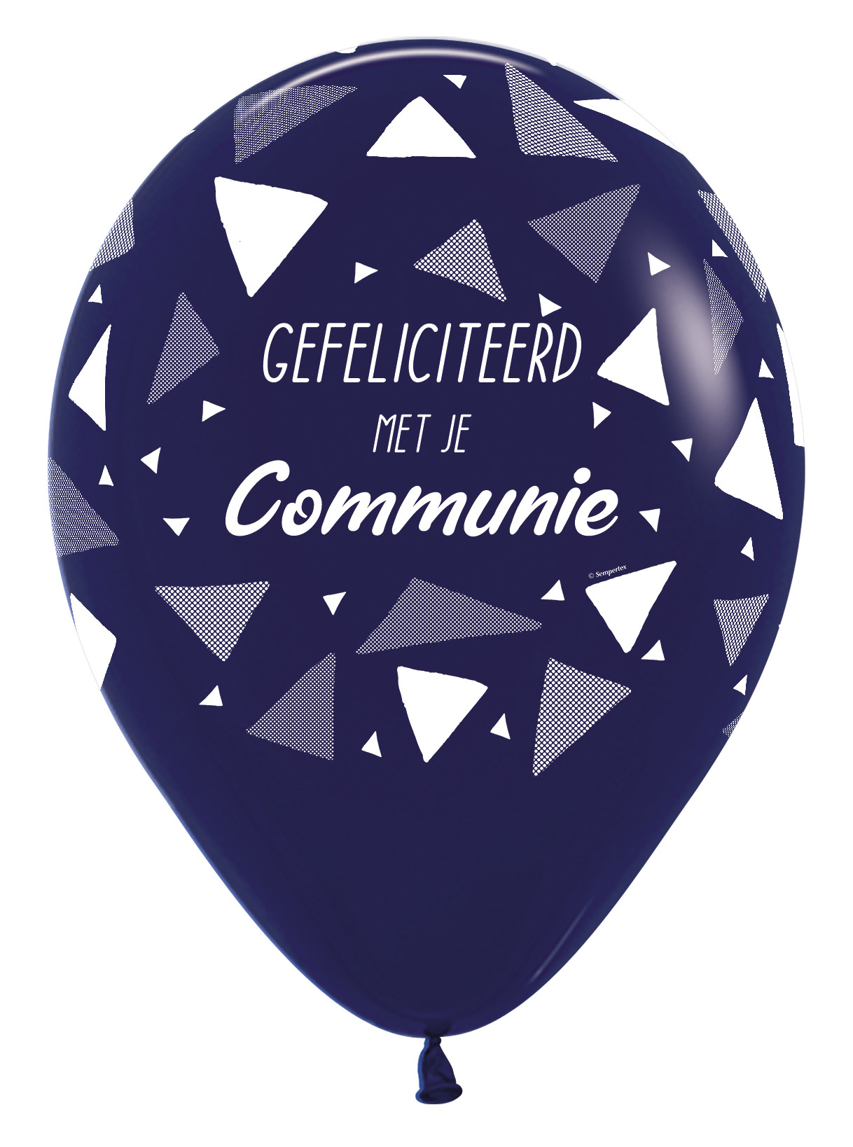 Sempertex 12 inch  - Gefeliciteerd met je Communie - Triangles - Navy Blue 044 - 25 stuks
