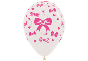 Sempertex 12 inch  - Pink Ribbons - Crystal Clear 390