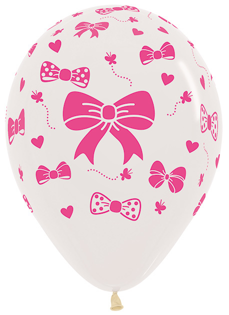 Sempertex 12 inch  - Pink Ribbons - Crystal Clear 390