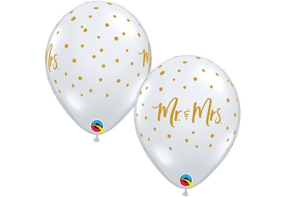 Q.11 - Mr. & Mrs. - Gold Dots - Diamond Clear - 25 Stuks