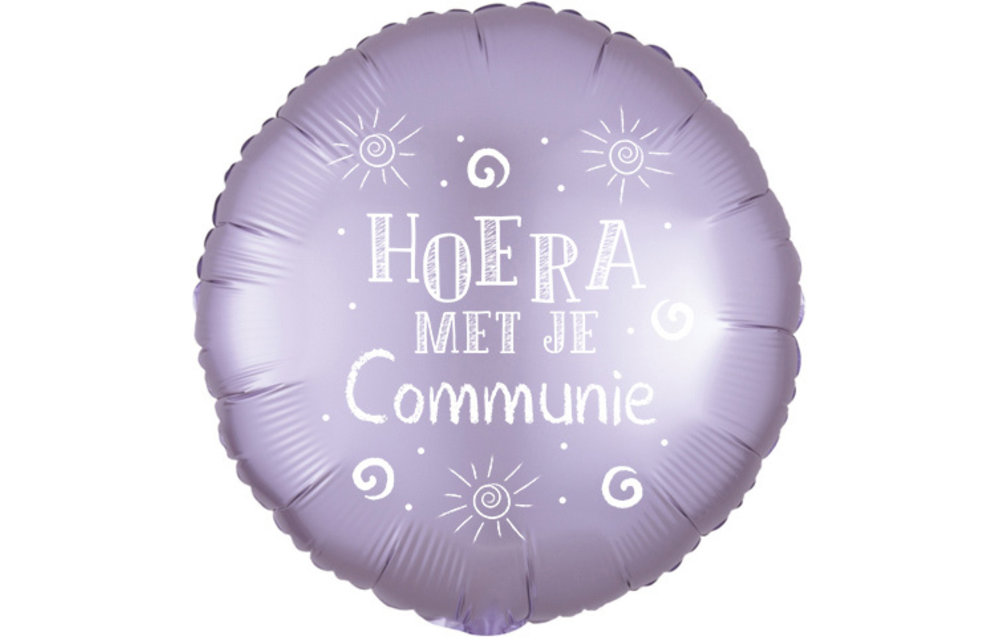 Hoera met je Communie - Satin Luxe Lilac - 18 inch - Anagram