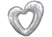 Marble Open Heart - Silver - 42 inch - Qualatex