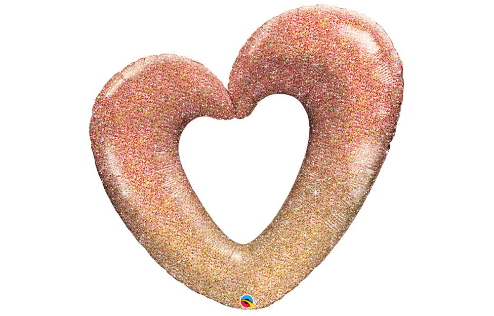 Open Heart - Glitter Ombre - Rose Gold - 42 inch - Qualatex