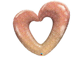 Open Heart - Glitter Ombre - Rose Gold - 42 inch - Qualatex