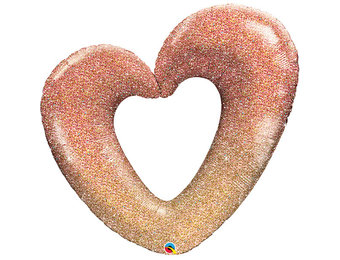 SALE > Open Heart - Glitter Ombre - Rose Gold - Q42"/106.5cm