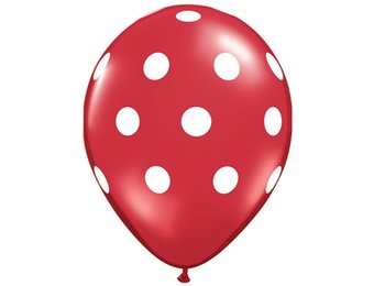 Q.11 - Big Polka Dots - Red/White - 25 Stuks.