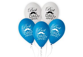 SALE > Latex - Best Dad Ever - 12inch/30cm - 5 stuks