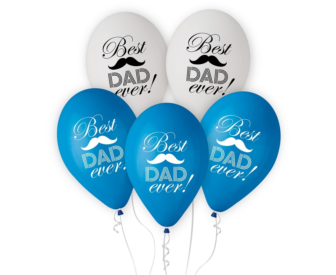 SALE > Latex - Best Dad Ever - 12inch/30cm - 5 stuks