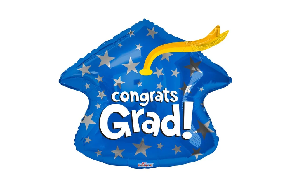 Congratulations Grad - Blue Cap - 18 inch - Kaleidoscope