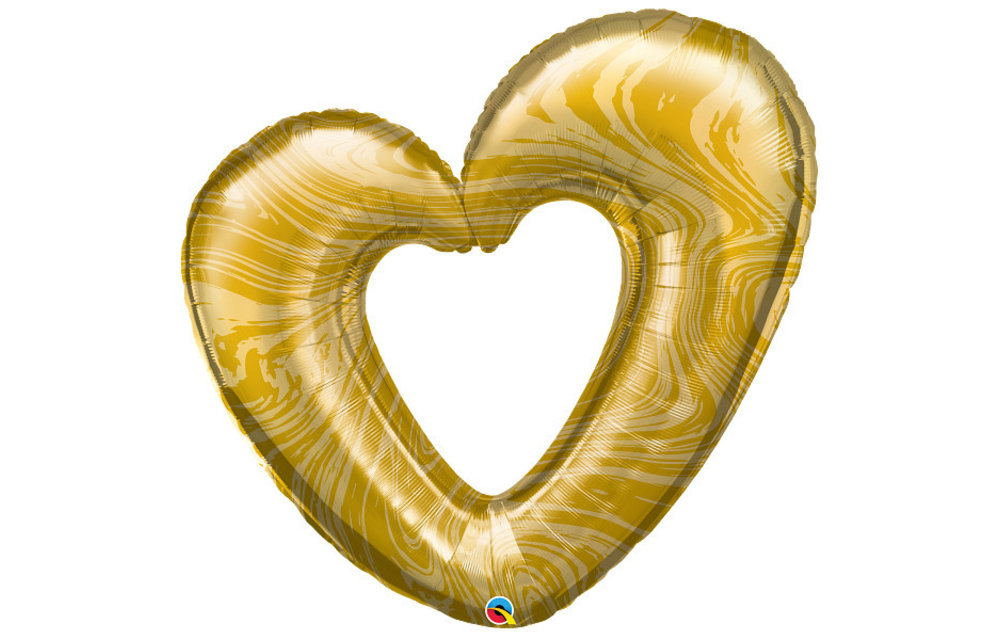 Marble Open Heart - Gold - 42 inch - Qualatex