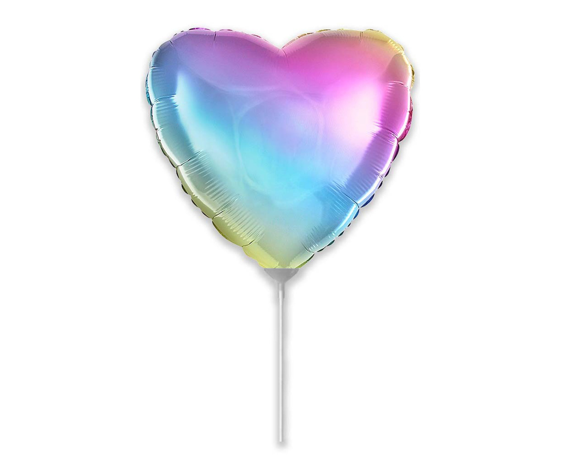 SALE> Heart - Ombre Pastel Rainbow - 9 Inch - Flex - 5 stuks