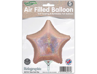Star - Holographic Rose Gold - 9inch - verpakt 5stks - self sealing