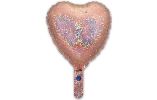 Heart - Holographic Rose Gold - 9inch - package 5 count - with valve