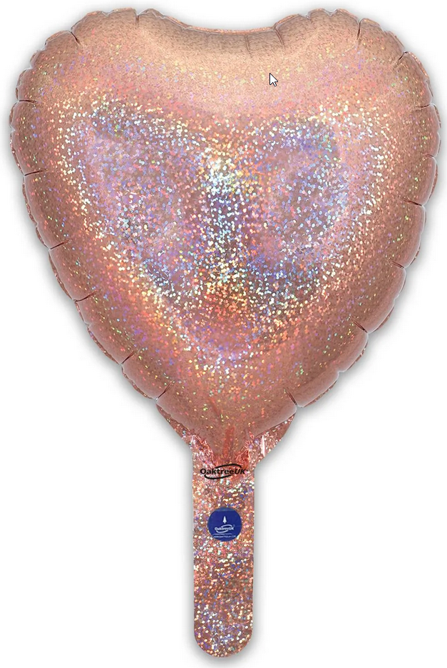 Heart - Holographic Rose Gold - 9inch - package 5 count - with valve